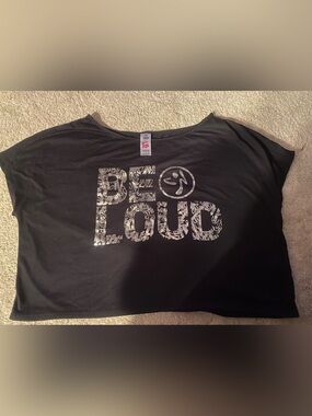 Zumba Fitness Metallic 'BE LOUD' Crop Tee